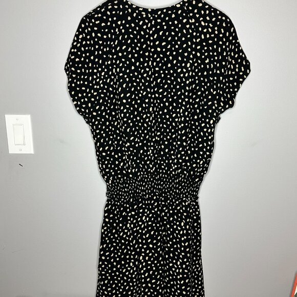 Rails Karla Mini Dress Black Ivory Spot Smocked Waist Large - Picture 5 of 9